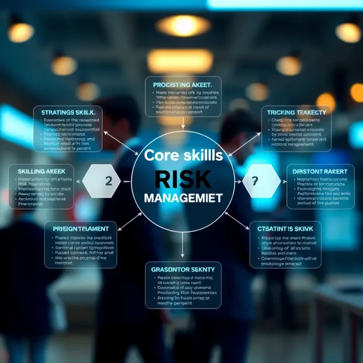 Diagram showing key skills and qualifications essential for a successful career in risk management