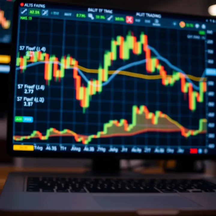 Illustration of forex trading charts and currency pairs on a digital screen