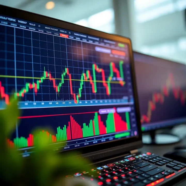 Graph displaying currency pair fluctuations on a trading platform screen