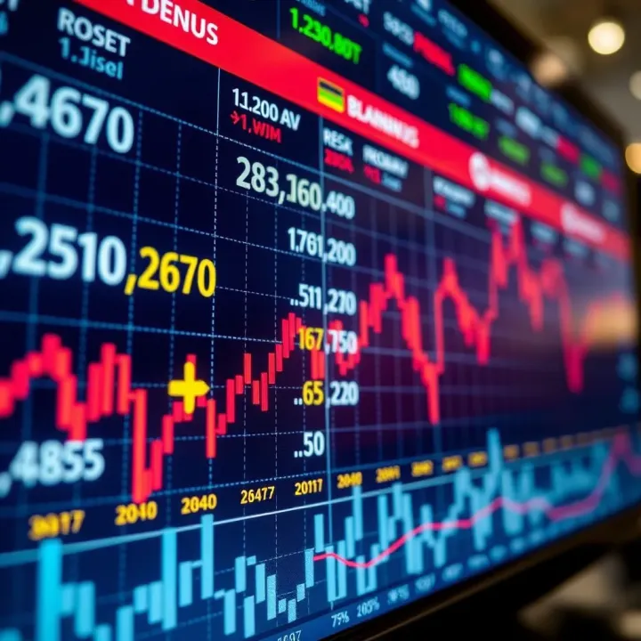 Currency exchange rates fluctuating on a digital trading platform screen