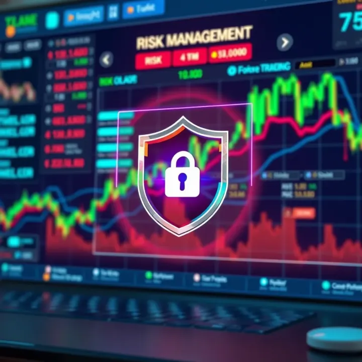 Illustration of a secure trading environment with shield symbol and currency icons