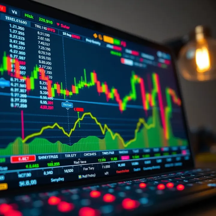 Illustration of trading platform interface with currency pairs and risk indicators
