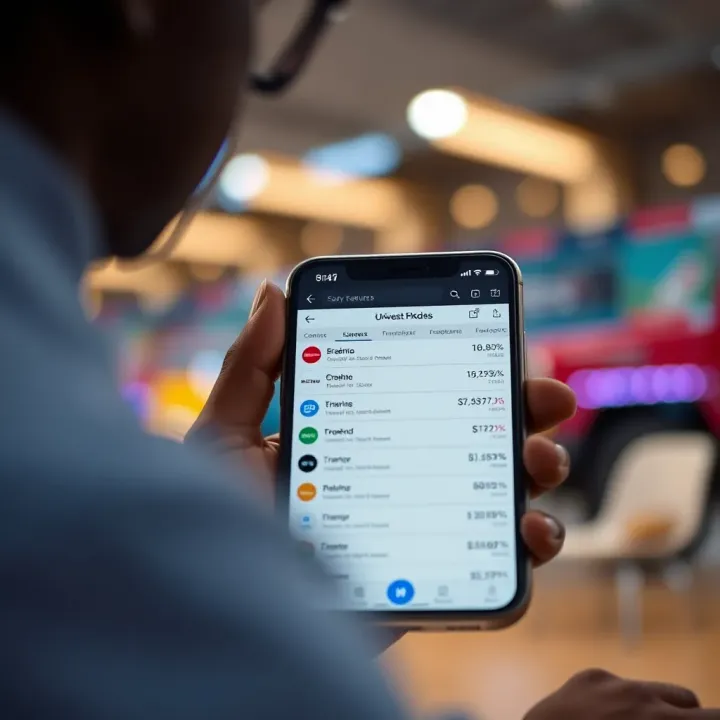 Mobile phone showing comparison of features in top forex trading platforms for Kenya