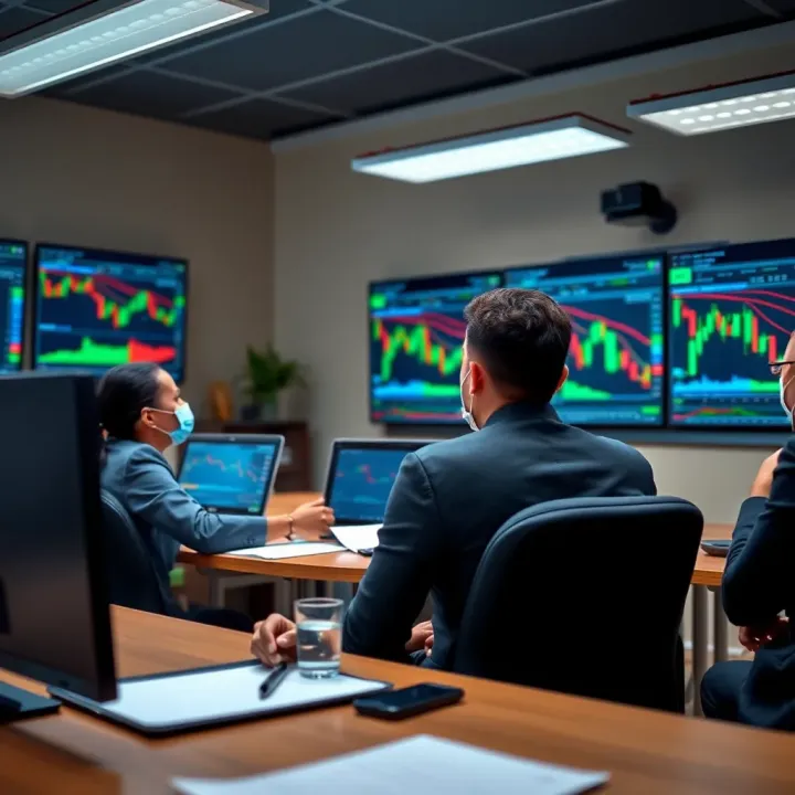 Forex Trading Education in a Classroom Environment A classroom setting showing a teacher guiding students on forex trading charts