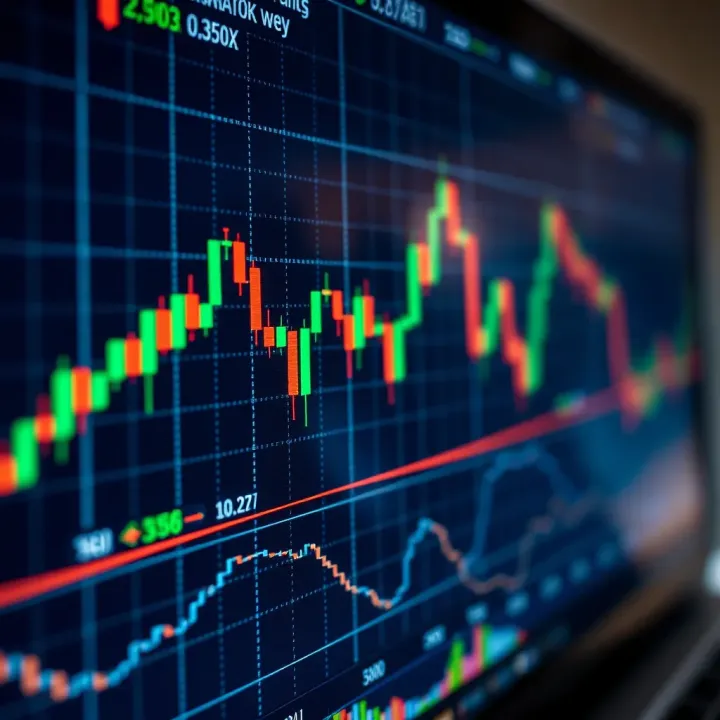 Chart displaying currency pairs with indicators and trend lines for forex trading analysis