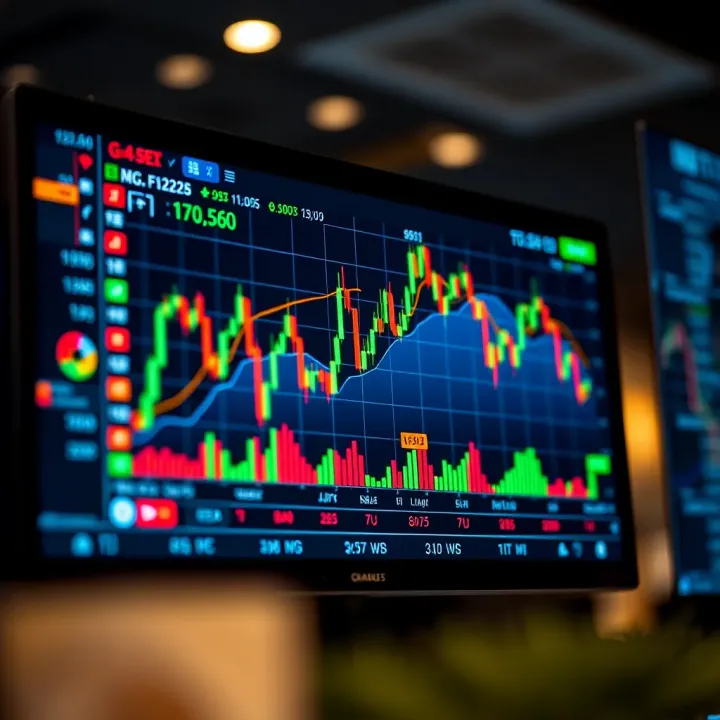 Forex Market Analysis Displaying Currency Pair Trends Graph showing forex currency pairs and market trends on a digital screen