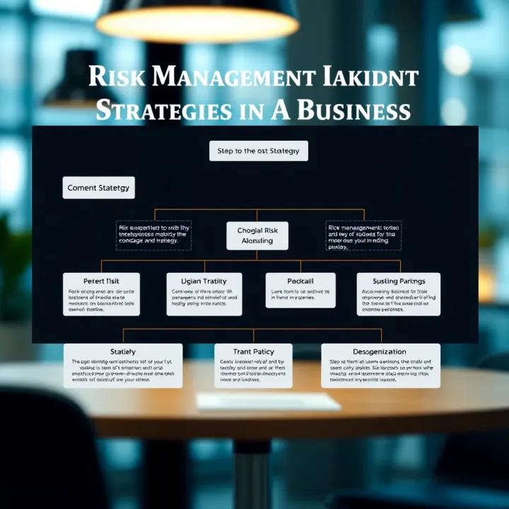 Steps to Implement Risk Management Strategies in Business Flowchart showing steps for implementing risk management strategies in a business