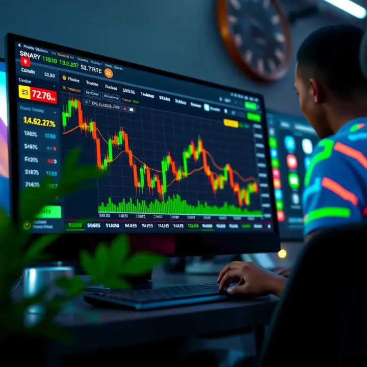 Screenshot of popular binary trading platform interface featuring graphs and trading options