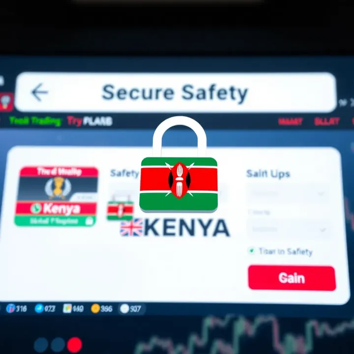 Graphic showing secure login interface with Kenyan flag elements highlighting safety in digital registrations