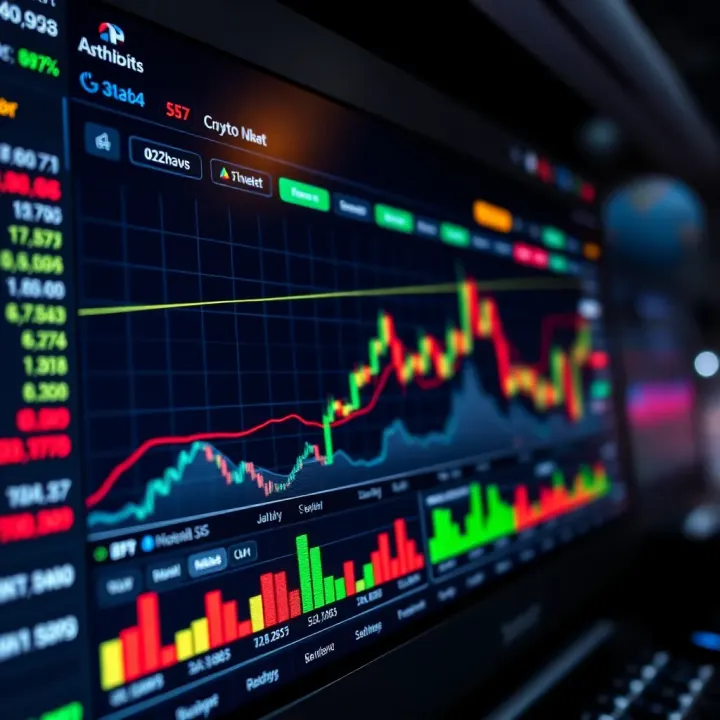Dashboard of a cryptocurrency trading platform showing market trends and trading options