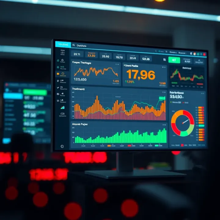Dashboard displaying key metrics and charts for analyzing binary trading bot performance