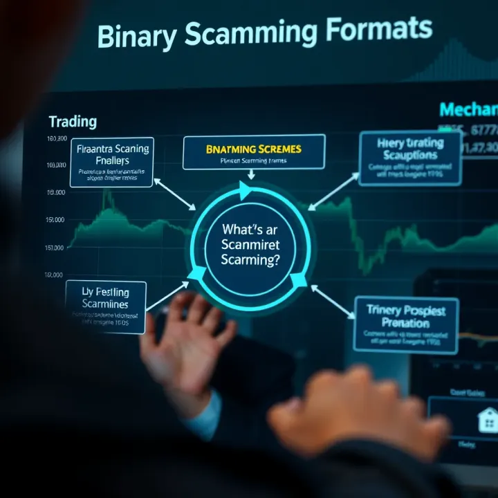 Diagram illustrating how binary scamming schemes operate online to deceive victims