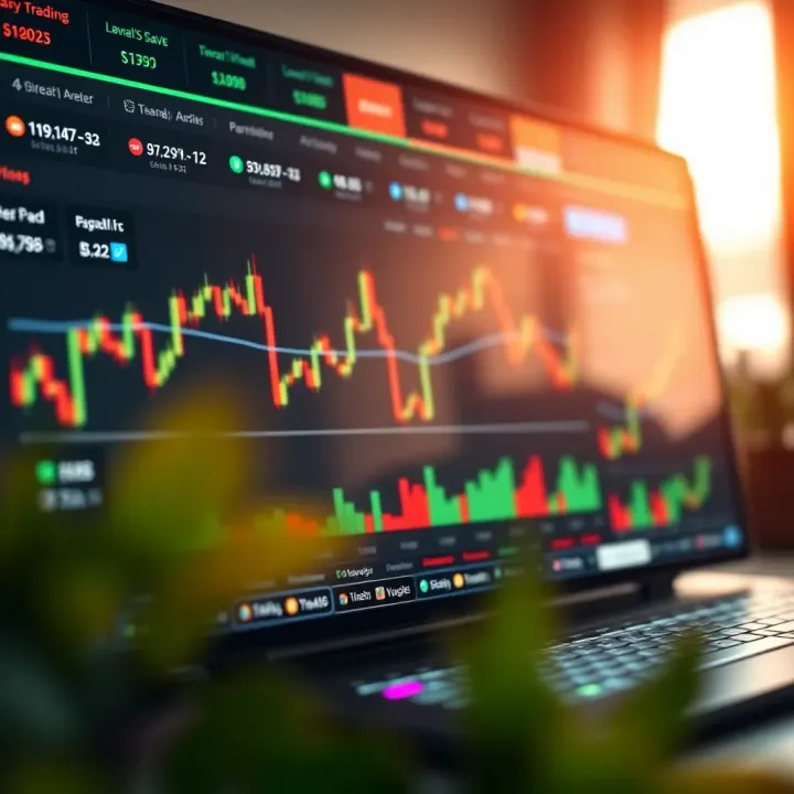 Dashboard of a binary trading platform showing charts and trade options