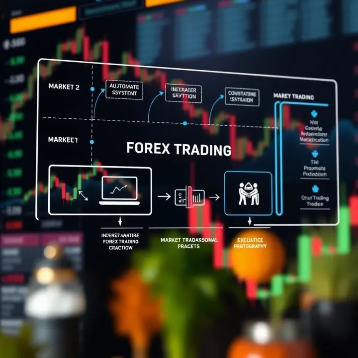 Diagram showing automated forex trading system integrating market data and executing trades