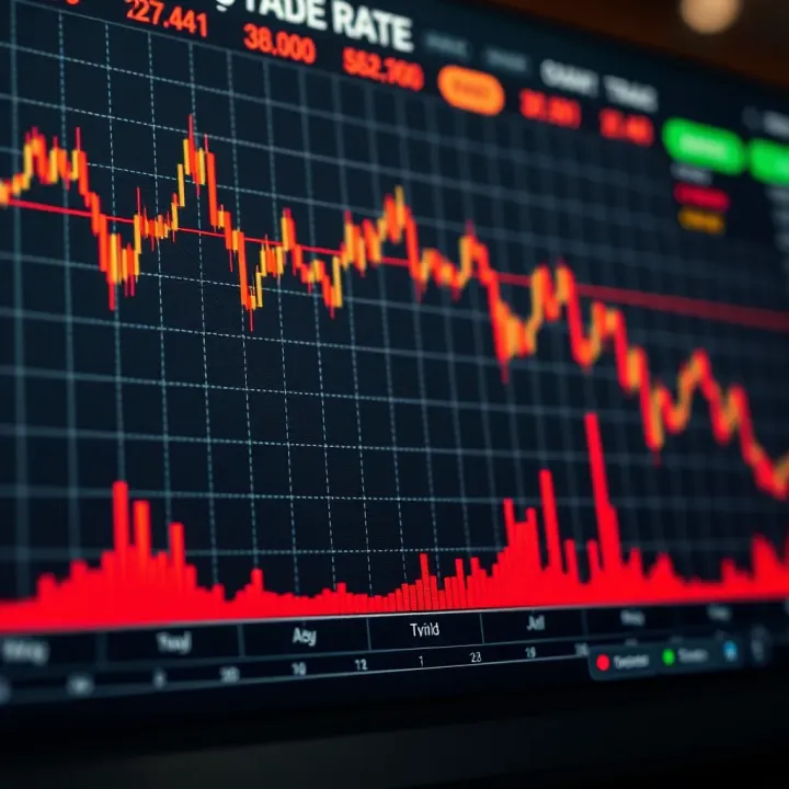 Graph showing currency exchange rate fluctuations over time