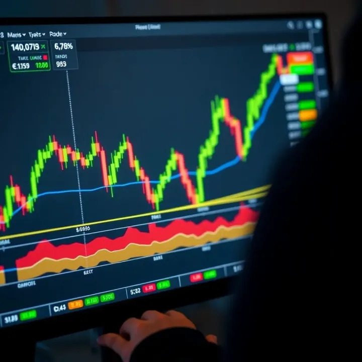 Graph of currency exchange rates shown on a computer screen for forex trading practice