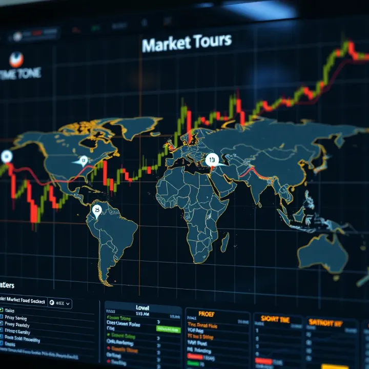 Global forex trading sessions map highlighting major market time zones