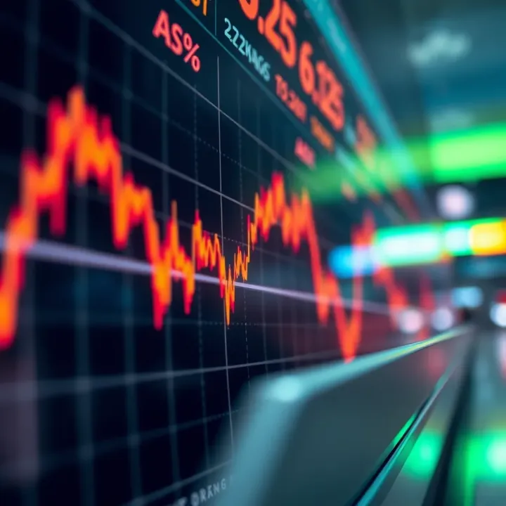 Graph showing currency exchange rate fluctuations in the forex market