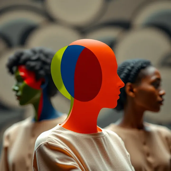 Abstract representation of diverse gender identities symbolized by colorful overlapping shapes