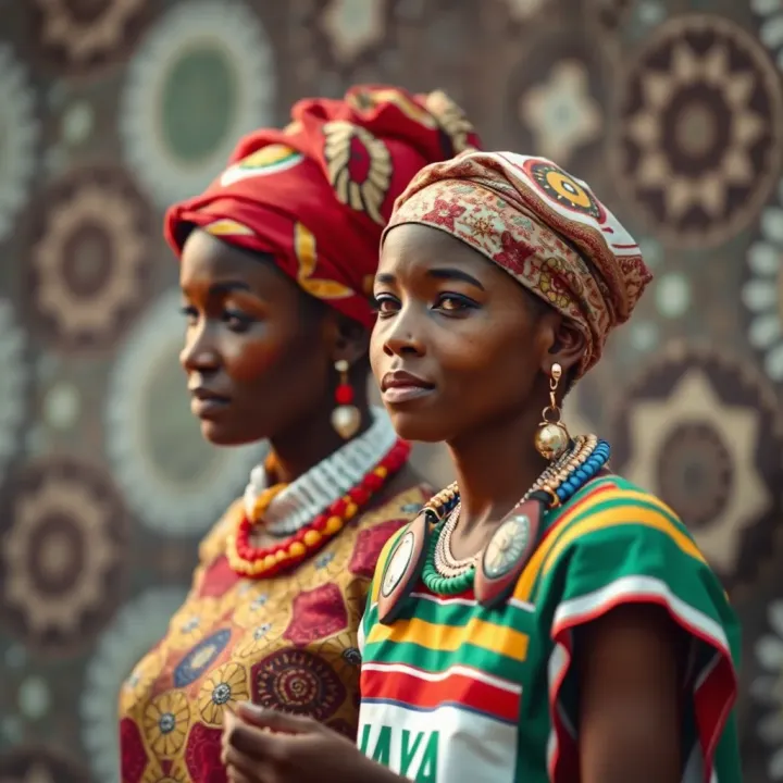 Illustration of cultural symbols and patterns reflecting Kenyan societal views on gender roles