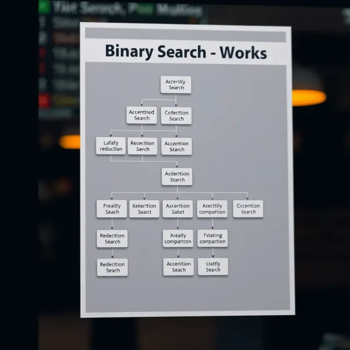 Flowchart outlining the decision making in binary search showing comparisons and list reduction