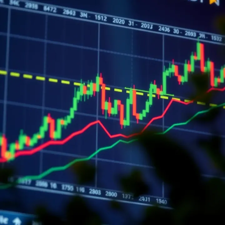 Chart depicting ascending triangle pattern with trendlines and breakout point